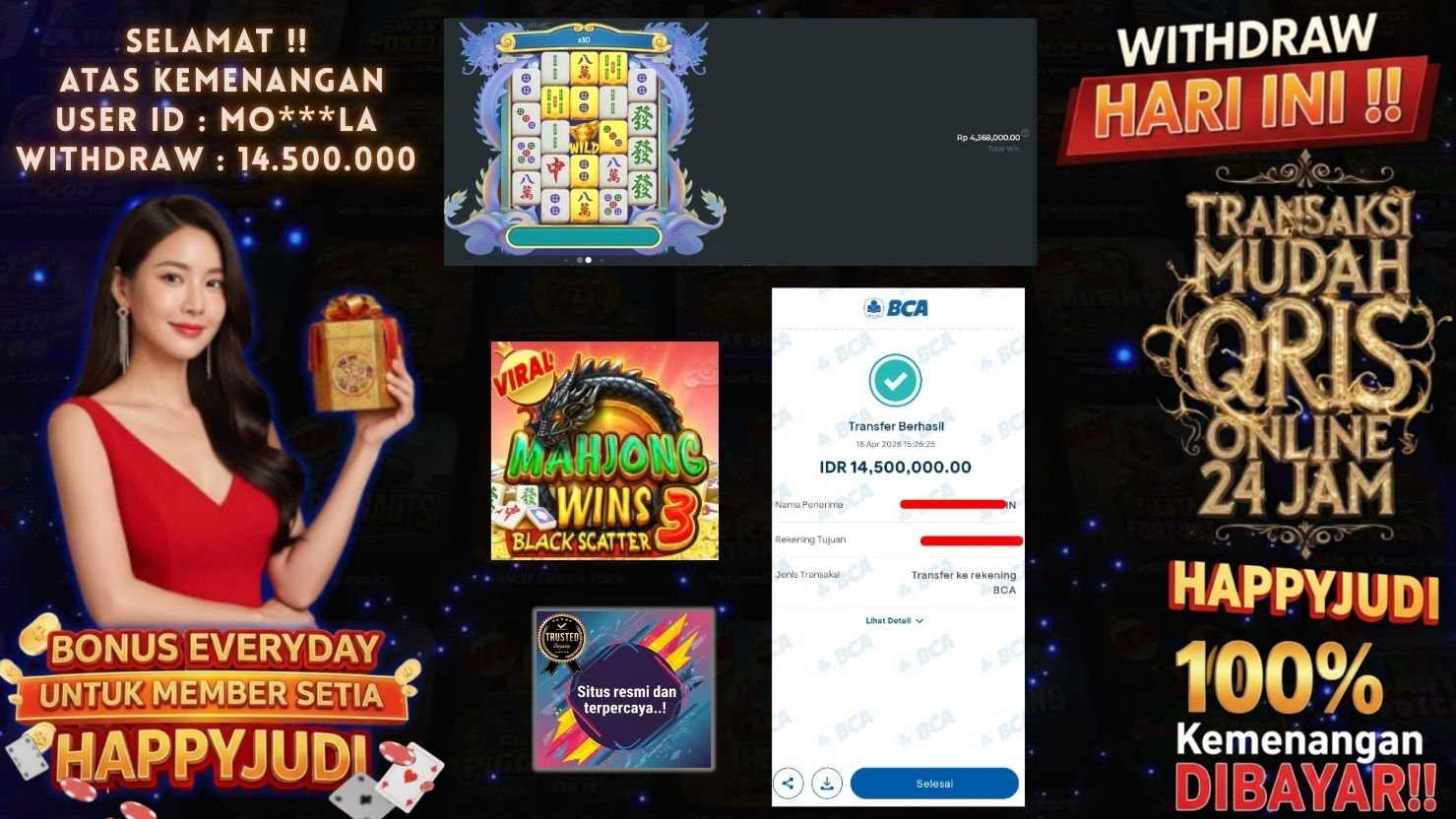 HAPPYJUDI JACKPOT SLOT MAHJONG WINS - BLACK SCATTER